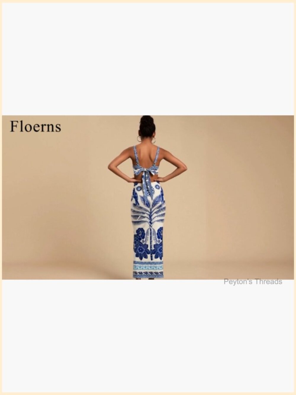 Sleeveless Tropical Bow Tie Back Maxi Dress with Split - Picture 6 of 7